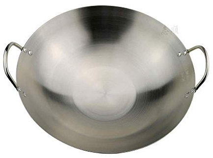 WRMIGN - Wok da cucina non rivestita, grande padella professionale con manico in acciaio inox, multifunzione, 60 cm