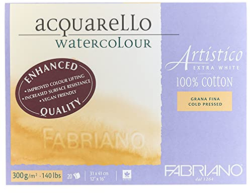 Fabriano Artistico Watercolor Block, 12 x 16, Extra White