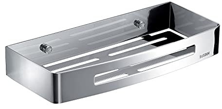 Gedy Rechteckig, verchromt, G-Hanoi, Duschablage, Badezimmer-Organizer aus Edelstahl 304 mit Finish, Design R&E, Maße 4,5 x 30 x 12,8 cm und 0,612 kg, 2 Jahre Garantie, Edelstahl