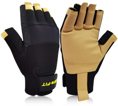 Intra-FIT Large Half Finger Anti-Vibration Protective Glove, Carpentry, Landscaping, Ranching, Vibration Tools