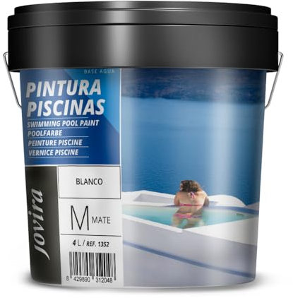 JOVIRA PINTURAS Pintura Piscinas al Agua. Protección y decoración de piscinas. (4 Litros, blanco) A-36B