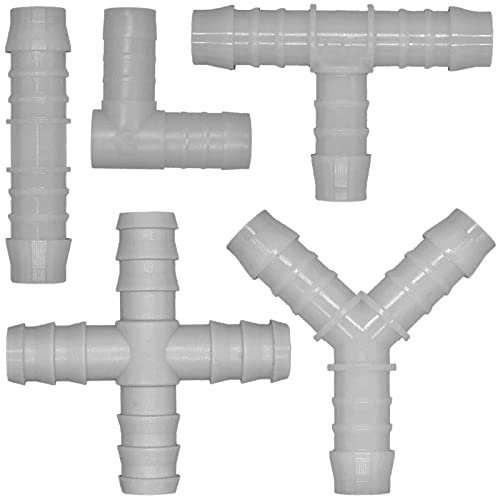 MegaHaustechnik Kunststoff Schlauchverbinder alle Sorten | für 8 10 12 16 18 20mm Schlauch | Tülle Abzweig Winkel T-Stück > L-Schlauchverbinder 18mm