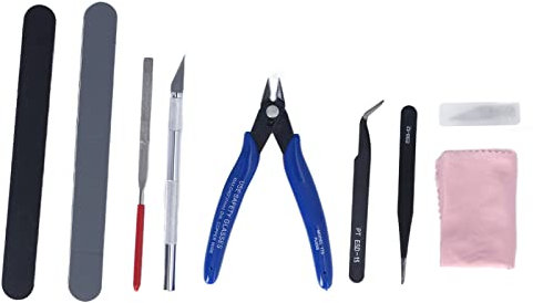 Modell-Werkzeugsatz, 3D-Drucker-Werkzeugsatz, Modell-DIY-Werkzeuge, Modellbau-Werkzeug, Modell-Bastelwerkzeug, Modell-Werkzeugsatz, Pinzette, Feile, Schnitzmesser,