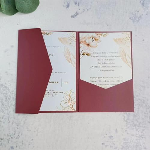 MillaSaw - Buste per partecipazioni di matrimonio e biglietti di compleanno, utilizzabili come decorazione per feste, ecc., confezione da 25 pezzi (colore: bordeaux).