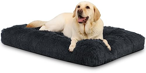 KSIIA - Cuccia per cani di taglia grande, lavabile, in peluche, 111 x 81 cm, fondo antiscivolo, tappetino per cani di taglia grande, di medie dimensioni, colore grigio ombra