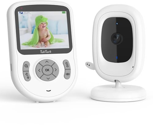 TakTark Babyphone mit Kamera, 2,8 '' 720P HD IPS Babyphone mit 1000ft Long Range,20-Stunden-Akku,Babyphone mit Kamera Ohne WLAN, VOX, Zwei-Wege-Gespräch, Nachtsicht, 3×Zoom, Temperaturüberwachung
