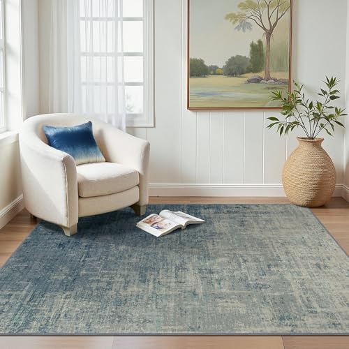 BEIMO Tappeto Salotto Pelo Corto, Moderno Tappeto Camera Da Letto, Tappeti Antiscivolo Lavabile, Tappeti Astratto per Cameretta, Soggiorno, Sala, Scendiletto, Blu, 120x170cm