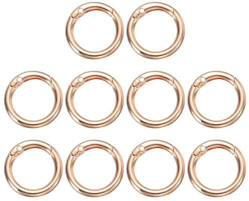 QUARKZMAN 10pcs Anillo de Resorte, 19mm O Ring Llavero Mosquetón Clip Hebilla Redonda Cierre de Metal Aleación Broche Accesorio para Senderismo Manualidades DIY Bolsa Decoración, Dorado