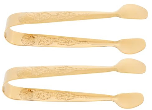 OUNONA 2 Pezzi Ferma zucchero in acciaio inox antipasti pinze da zucchero pinza cubo pinze per ghiaccio Pinze per aperitivi pinze metalliche paletta per il ghiaccio per congelatore Golden