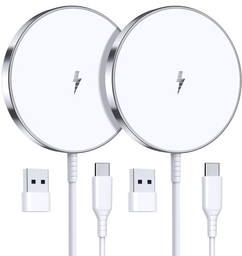2 Pack Chargeur Induction iphone, magnétique Chargeur Induction Fil pour iPhone 17 Pro Max/167Pro/17 Plus/17/16/15/14/13/12 Series, AirPods 4/3/2, Mag-Safe Remplacement d'origine