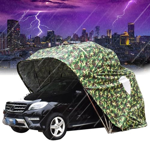 Tenda per auto resistente, in acciaio inox, retrattile, pieghevole, per garage, resistente alle intemperie, per uso esterno, 5,9 x 2,7 x 2,45 m