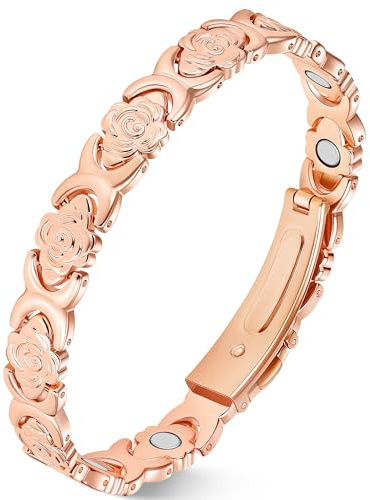 Jecanori Flower Copper Bracelets for Women, Effective Magnetic Therapy Bracelet for Women, Adjustable Copper Jewelry Gift