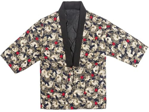 Vobumix Kimono Cardigan d'hiver Vintage Ample en Coton pour Femme, Manteau Traditionnel en Coton Hanten Décontracté, Veste Épaisse pour Femme
