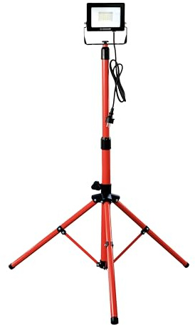 Faretto LED da Cantiere 1800lm (20W); Luce da lavoro Cavo 3m; Proiettore impermeabile IP65. Treppiede estensibile fino a 155cm.Orientabile e pieghevole.Luce naturale 4000K.Per lavori,Garage, barbecue