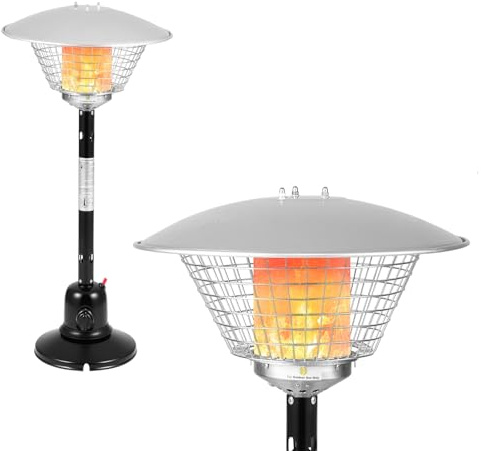 SOARS Fungo Riscaldante per Esterno a Gas 4000 W, Riscaldatore Portatile da Tavolo, con Raggio Termico di 1,37 M, Temperatura Regolabile, Tubo del Gas da 2 M, per Terrazza, Giardino, Cortile (Nero)