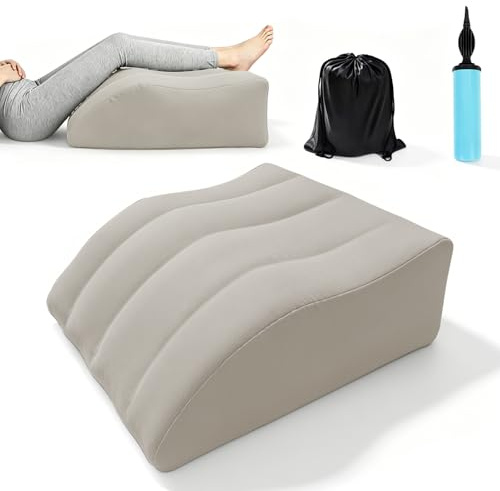 ChaneeHann Almohada Inflable Elevación Piernas – Cojín Cuña Ergonómico Reposapiés Viaje, Favorece la Circulación y Alivia la Hinchazón (Gris)