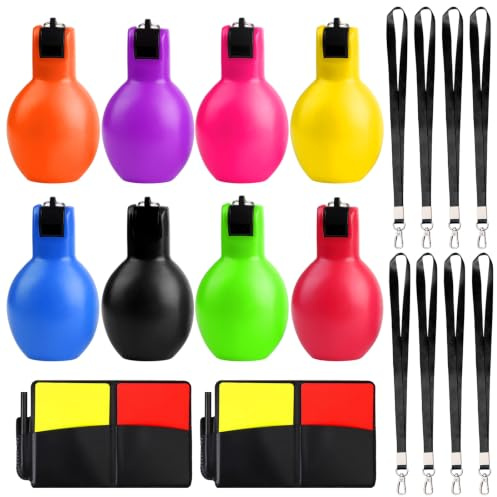 8 Pièces Sifflet à Main avec 2 Pochette pour Carte d'arbitre, Lot de Sifflet Arbitre, SiffletPoire Professionnel, Sifflet de Enfant Entraîneur, Sifflet d'Hygiène à La Main pour Sports Basketball