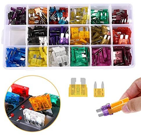 Hifrom Fusible Voiture, 264pcs Mini Fusible Voiture + 220pcs Voiture Standard Fusibles, 2A 3A 5A 7,5A 10A 15A 20A 25A 30A 35A 40A pour Automobile Truck RV Camion Moto, avec 1 Extracteur Fusible