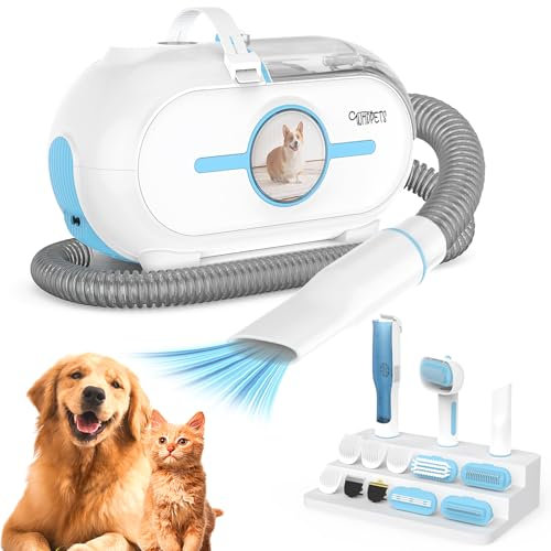 WHDPETS Hundeschermaschine mit Staubsauger, 2L Staubbehälter 45 DB, Super Saugkraft mit 9000 Pa Saugt 99.99% der Tierhaare, 4 in1 Tierhaarschneidemaschine, Hundehaarschneidemaschine für Hund Katze