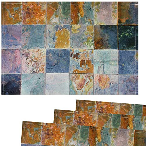 matches21 Stoff Tischsets als abwaschbare Platzdeckchen - 4 Stück Platzsets in 45 * 30 cm mit Mosaik Stein Rost-Optik - Waschbare Textil Esstisch Unterlagen als Tischdeko auch für Wohnzimmer