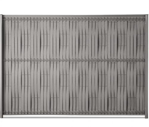 EASY CLOTURE Kit de lamelles occultantes en Bois Composite à tresser H1m53 x L 2m50 Maille 55 Gris Quartz - pour Grillage Rigide - Clôture pour Jardin - Protection vis-à-vis intimité Brise-Vue