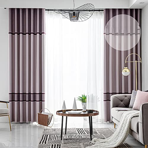 MFFIRE 1 Panneaux Rideaux Oeillets, Occultant Thermique Isolan Rideaux Rayures Isolation Rayon UV Rideaux Anti Bruit pour Moderne Salon Et Chambre,2,W4 x H2.7m