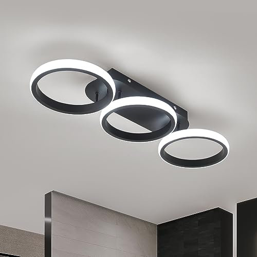 Kaniker Modern LED Ceiling Light 30W Cool White, 3-Ring Flush Mount Ceiling Lamp, Contemporary Indoor Lighting Fixture for Bedroom, Living Room, Kitchen, Dining Room, Hallway
