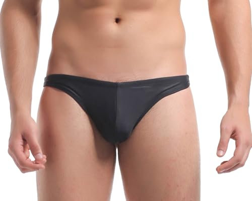 Lantra Besa Herren Badehose Männer Badetanga Badestring Schwarz Schwimmhose Kurz für Sommer Schwimmen Sonnenbad T Back Swim Thong String Bikini Bottoms Einfarbig MEHRWEG (EU Standardgröße, M)