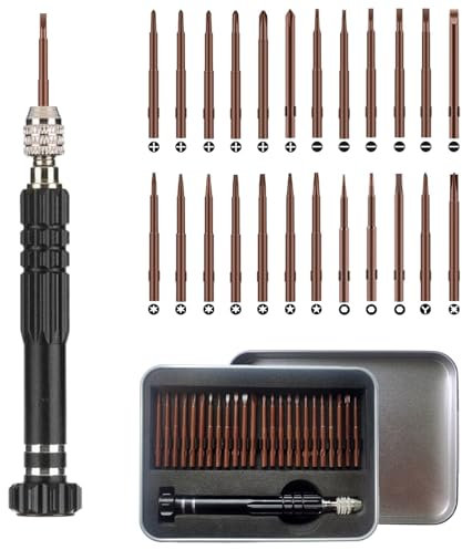 BAKESHU 24 in 1 Mini Schraubendreher Set, kleiner Schraubenzieher, winzige Präzisions Schraubendreher, Brillen, Sonnenbrillen, Uhren, Schmuck,Spielzeug,Handy Reparatur Schraubendreher(Black)