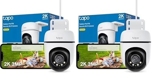 Tapo C510W Telecamera WiFi da esterno 2K 3MP, visione a 360°, visione notturna a colori, telecamera di sorveglianza IP, sensore di movimento, impermeabile IP65, audio bidirezionale, Alexa