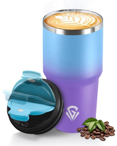HoneyHolly Termo Cafe 600 ML, Reutilizables, Vaso Termico Cafe Antigoteo para Coche, Acero Inoxidable 304, Taza Termica Para Llevar, Termo Café Hermético para Café Frío y Caliente, Leche y Té
