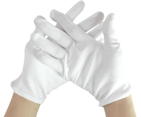DOETYD 4 Pairs Stretch Breathable White Cotton Gloves, Moisturizing for Eczema Dry Hands, Jewelry Coin Check, Serving and Cleaning