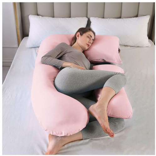Lång U-formad helkroppsmysig Komfort Graviditetskudde Gravidkudde för Side Sleeper, Graviditetskudde med tvättbart överdrag 140 * 70CM,Pink,140 * 70