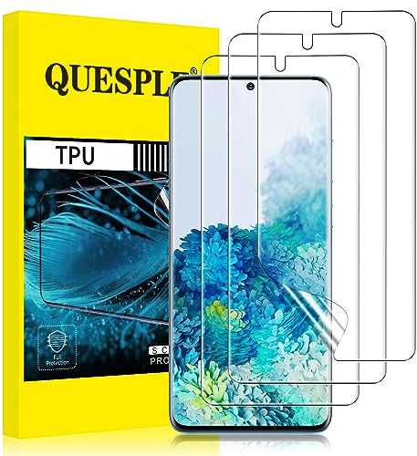[3 Pièces] Protection écran pour Samsung Galaxy S20, Haute Qualité 3D Incurvé Couverture Complète TPU Film Protection écran, Dureté 9H, Sans Bulles, Compatible avec Lecteur d’Empreinte