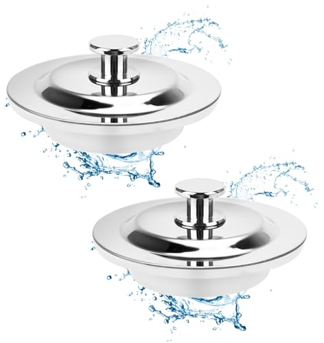 2 Pcs Tapones Universales Tapón Desague Lavabo, Tapones Lavabo Baño Tapon de Drenaje de Acero, Universales para Fregadero de Cocina, Bañera, Baño, Lavabos y Bañeras 40-45 mm