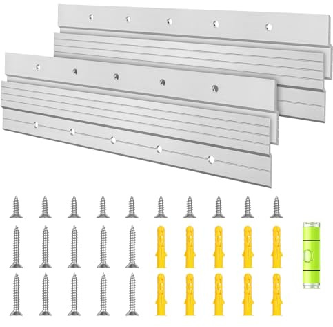Ainiv 2 Paires Supports à Fixation Murale, Z en Aluminium de 30,5 cm | Crochet Fixation Cadre Lourd Support, pour Miroir, Tableau Blanc, Étagère, Œuvre d'Art, Armoire, Cadres