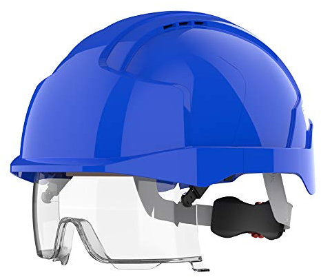 JSP EVO VISTAlens EN 397 Safety Helmet with Integrated Eyewear Blue/Blue (AMB170-006-F00)