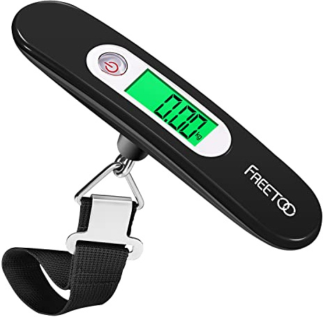 FREETOO Luggage Scale Portable Digital Hanging Scale for Travel, Suitcase Weight Scale with Superior Piano Lacquer 110 Lb/ 50Kg Capacity, Battery Included (Black)