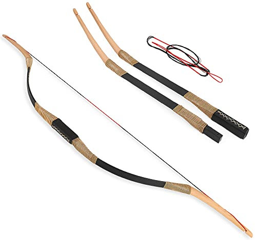 SHARROW Bogenschießen Takedown Traditioneller Recurve Bogen Mongolischer Bogen Reiterbogen Langbogen Handgemacht Holzbogen 20-40lbs Sportbogen Jagdbogen für Erwachsene (Typ 1, 25lbs)