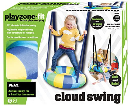 Playzone-Fit Cloud Swing - Hanging Inflatable Swing - Adjustable Lightweight and Super Soft - Great for Indoor and Outdoor Use - Recommended Ages 3+
