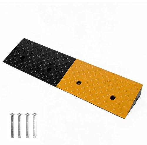 uyoyous Kerb Ramp 10 cm High Rubber Kerb Ramp Driveway Ramp Threshold Ramp Rubber Ramp Car Ramp Door Threshold Ramp for Car Motorcycle Scooter Walkways with Mounting Set 100 x 25 x 10 cm