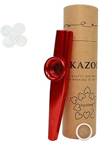 Fartime Red Exquisite Aluminum Alloy Kazoo With 5 Kazoo Flute Diaphragms And A Beautiful Gift Box-Musical Instruments.(red)…
