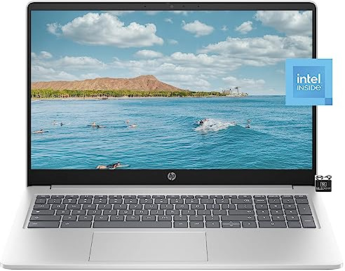 HP Chromebook Laptop Student Business (2023 Model), 15.6 HD Display, Quad-Core Intel N200 Processor (Upto 3.7GHz), 8GB RAM, 64GB eMMC, HD Webcam,WiFi, UHD Graphics, Chrome OS+HubxcelAccessory