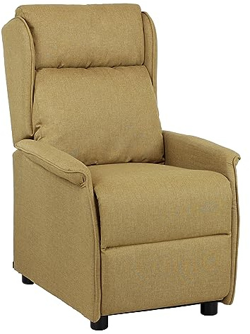 Totò Piccinni Poltrona CADICE Relax Reclinabile Push Back con Poggiapiedi Imbottita Confortevole (Tessuto Beige)