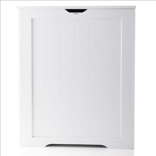 White Large Wooden Shaker Style Laundry Toys Clothes Bin Basket Hamper Storage Lid Laundry Box Wooden Bathroom Storage Basket Cabinet Hamper Multipurpose