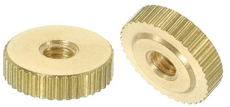 QUARKZMAN Dadi a Farfalla Scanalati 2pz M4 x D12mm x H3,5mm Foro Passante Testa Piatta Ottone con Collare Testa Piatta Foro Passante Elementi Fissaggio Pomelli Rotondi per Parti Stampanti 3D