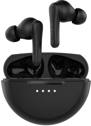 Belkin Écouteurs True Wireless SoundForm Rhythm avec Micro intégré, Recharge Rapide USB-C, autonomie de 28 h, Indice d'étanchéité IPX5, écouteurs Bluetooth sans Fil pour iPhone, Galaxy, etc., Noir