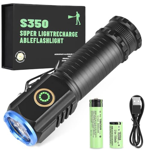 LEAZZLE Mini Torcia LED Potente Professionale, 2000 Lumen Torcia LED Ricaricabile USB, Torcia Elettrica con 5 Modalità di Illuminazione, IPX6 Impermeabile Flashlight per Campeggio, Trekking,Emergenza