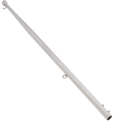 Asta de Bandera para Barco, Soporte Resistente para Bandera de Barco, Resistente, 610mm de Longitud, Acero Inoxidable 316, para Yate Marino, RV (Cabeza de bola pequeña de 20