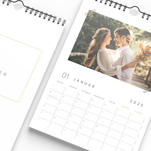 UNITURE® – Hantverkskalender 2025 fotokalender [DIN A4] – DIY kalender att klistra in fotot för kreativa ögonblick – kalender att designa själv